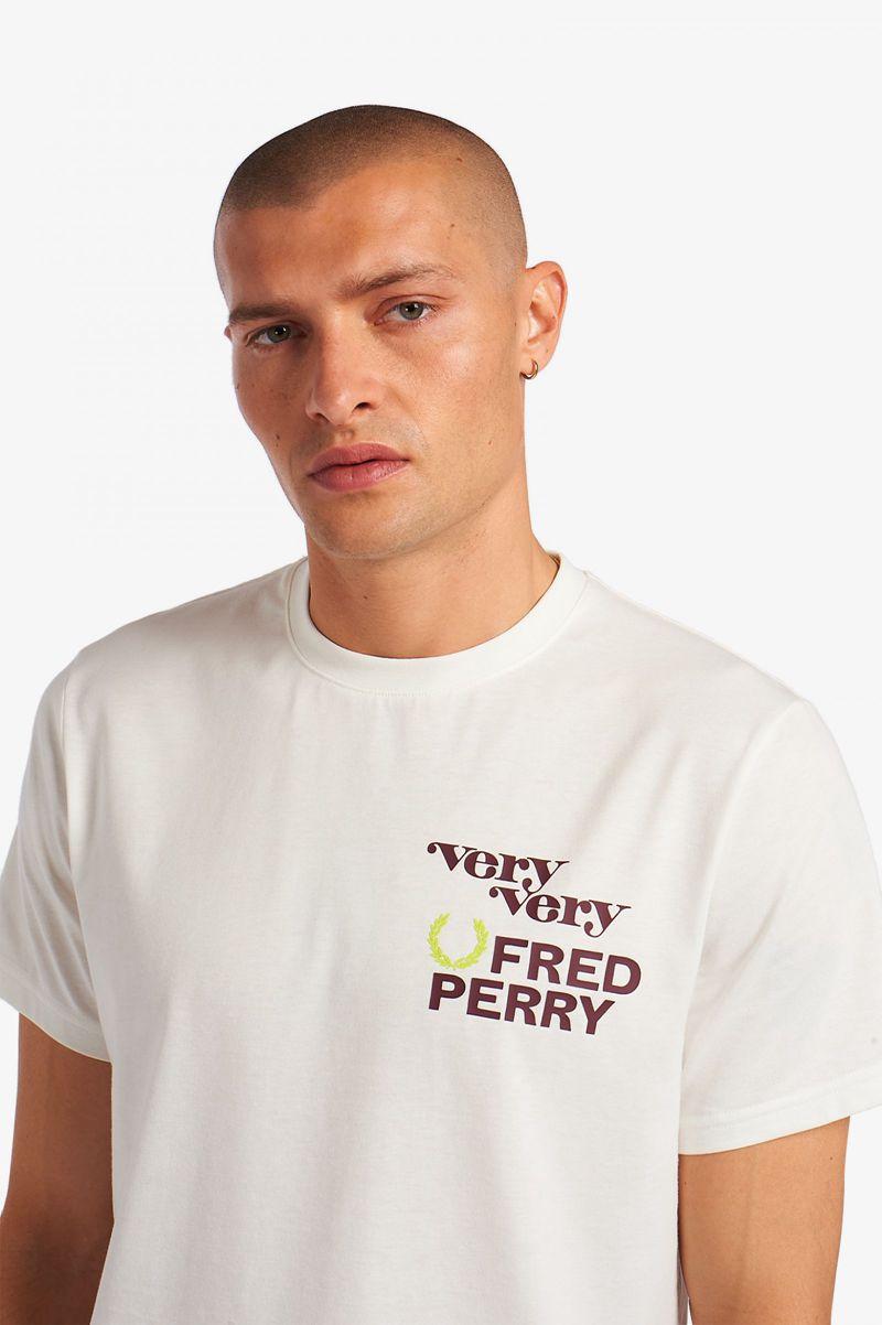 White Fred Perry Print Men's T Shirts | PH 1671OKIR